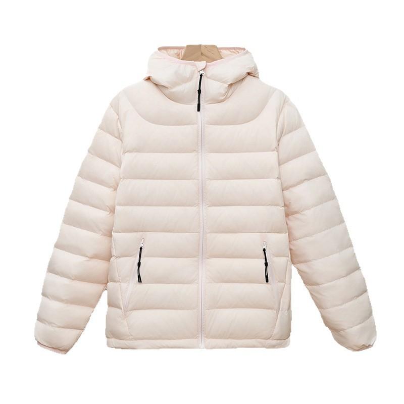 Ribs light down jacket women's short new hooded white duck down warm outdoor casual autumn and winter jacket