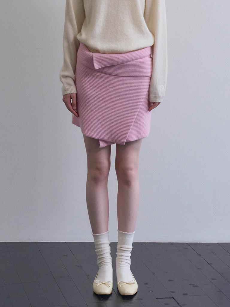 TINKNIT Cashmere Wool Blend Wrap Skirt_Pink