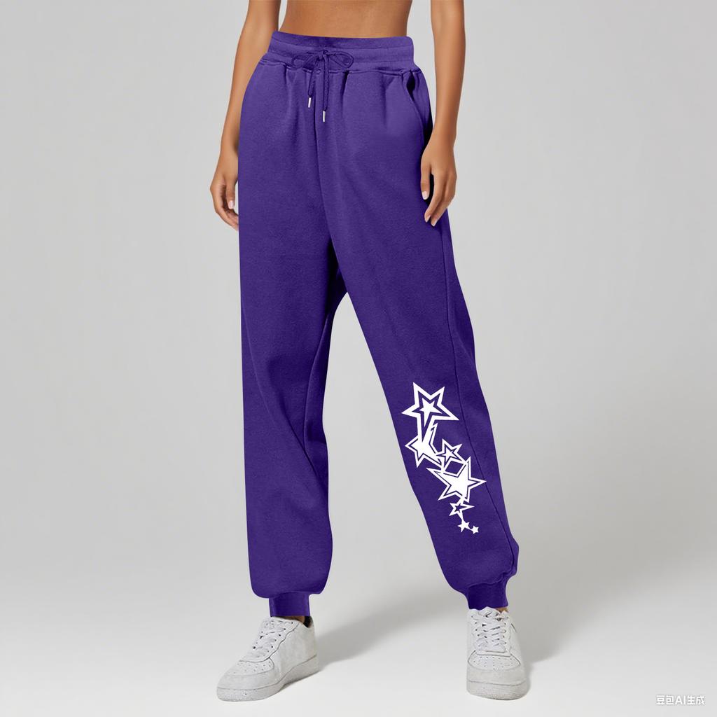Ladies' Printed Unisex Casual Pocket Drawstring  Pants