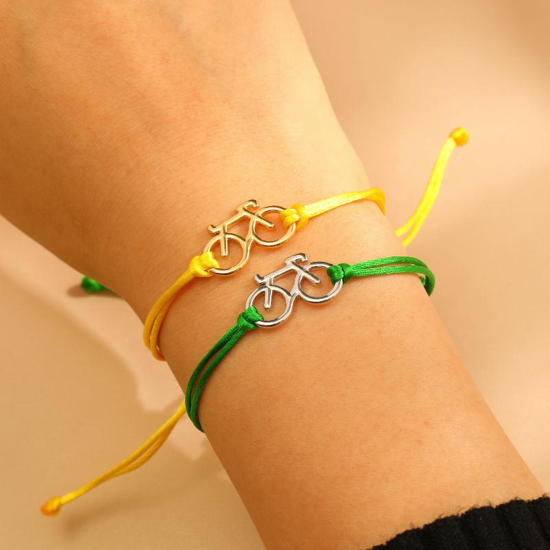 1Pcs Trendy Sports Cycling Periphery Pendant Bracelet Bicycle Hand Woven Rope Bracelet Pink Bicycle Jewelry