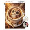 Pearl Painting Set 5D Pearl Mosaic Art Style. Cute Owl Coffee Cup Theme Home Wall Decoration.