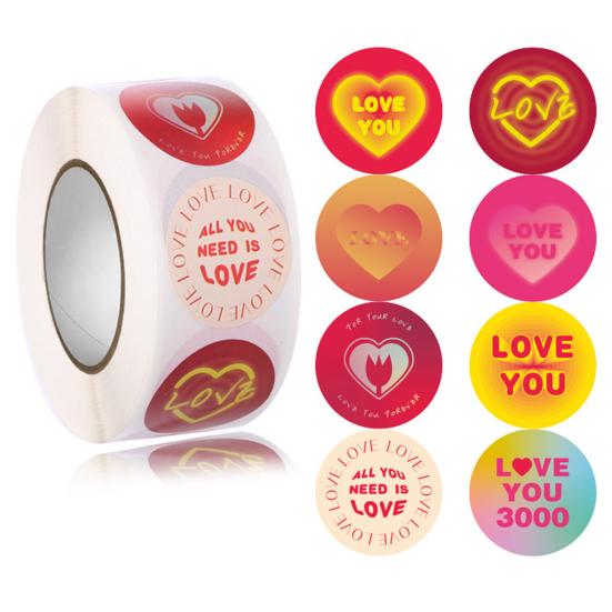 1 Roll Practical Label Charming Heart Tag Bright Color Shape Gift Packaging Label Tag