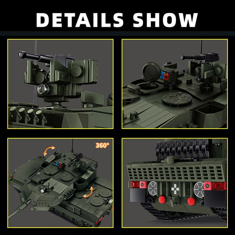 Military MOC 1/28 2306pcs Leopard 2A8 Army Main Battle Tank Building Blocks Bricks Modern Tank Set Toys For Children Boys Gifts