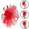 Fascinators Hat Mesh Cocktail Tea Party Headband with Hair Clip for Women Flapper Accessories Special Occasion Red
