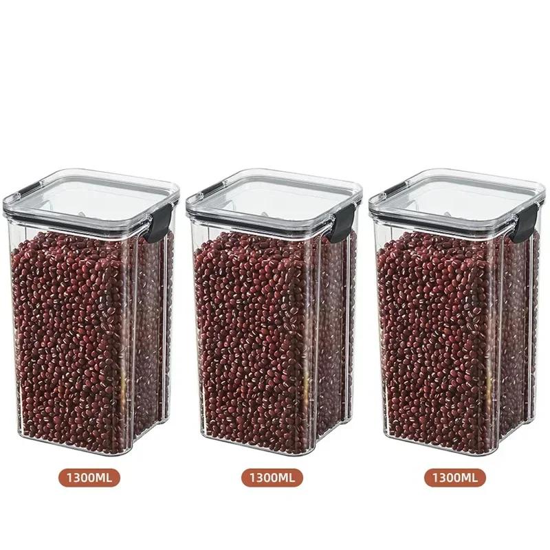 1-5Pcs Sets Sealed Jar Food Storage Box Transparent Plastic Kitchen Organizer Multigrain Tank Stackable Dried Sealed Storage Jar