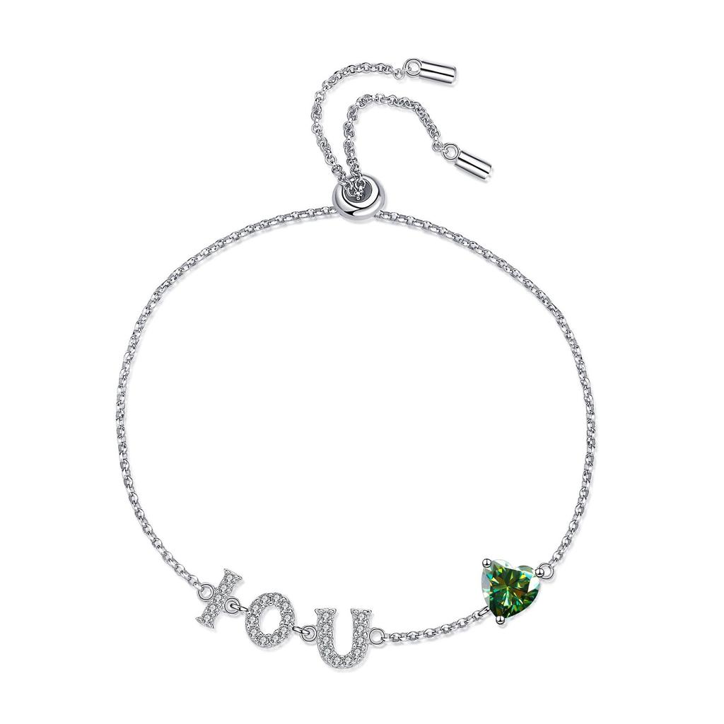 Bague Ringen Heart-shaped Carbonite Bracelet 1CT Sapphire Fashion Ladies 925 Sterling Silver Platinum-plated Platinum Jewelry Party Gift