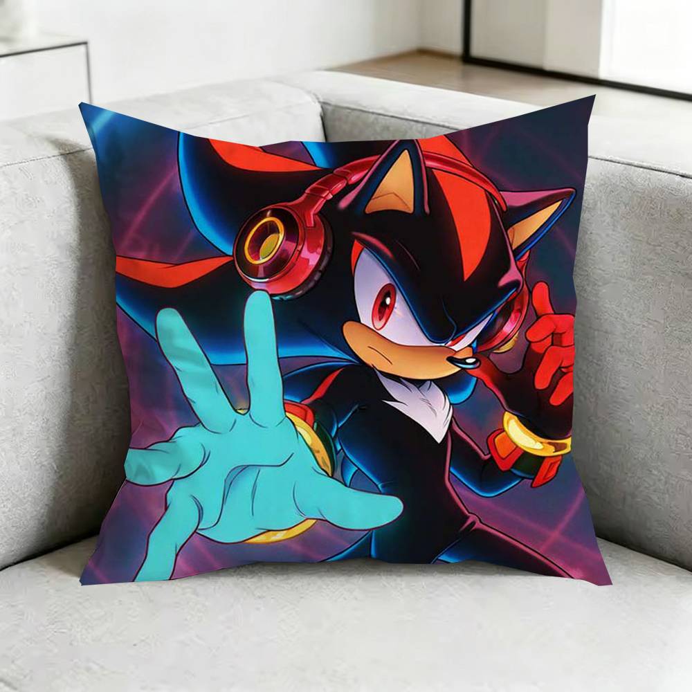 Shadows SonicsS Hedgehog Pillow Case Square DoubleSided Sofa Cushion Cover Bedroom Bedside Pillow Gift