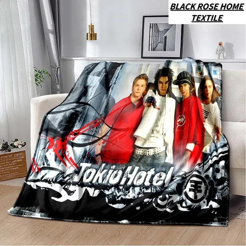 Coperta Artistica di Moda Tokio Hotel Rock Band Lenzuolo di Lusso per Camera da Letto Coperta Calda per Viaggi all'Aperto Campeggio Picnic Pausa Pranzo