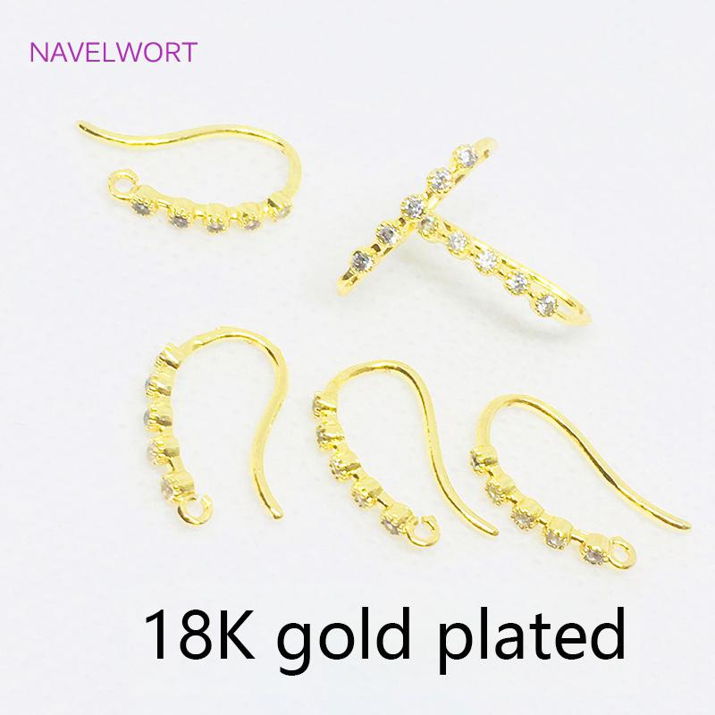 Multi Sizes 14K Gold Plated U Shape Earring Hooks Fittings Inlaid Zircon Ear Wire Hooks For DIY Jewelry Making Accessories Craft