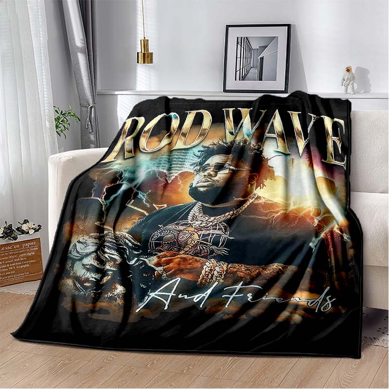 Hip Hop Rapper Blanket Rod Wave Flannel Blanket Soft Warm Throw Bedroom Decor Napping Couch Sofa Bed Chair Cover for Boys Girls