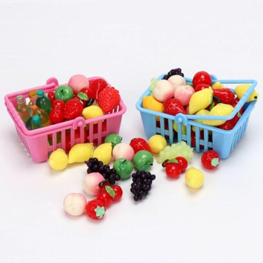 5pcs Mini Dollhouse Miniature Shopping Basket Plastic Kids Supermarket Tool Doll House