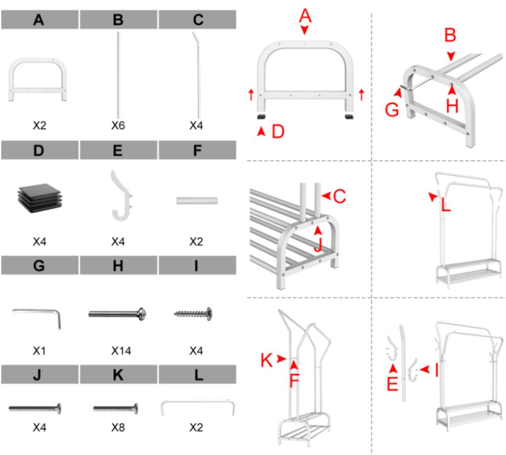 Wardrobe, Hanger, Standing Rack, Double Shelves, Large Shelf [D-Sz1]