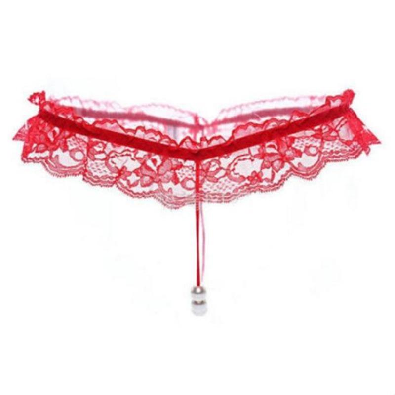 Women's Lingerie Sexy Artificial Pearl Decoration Lace thong Underwear