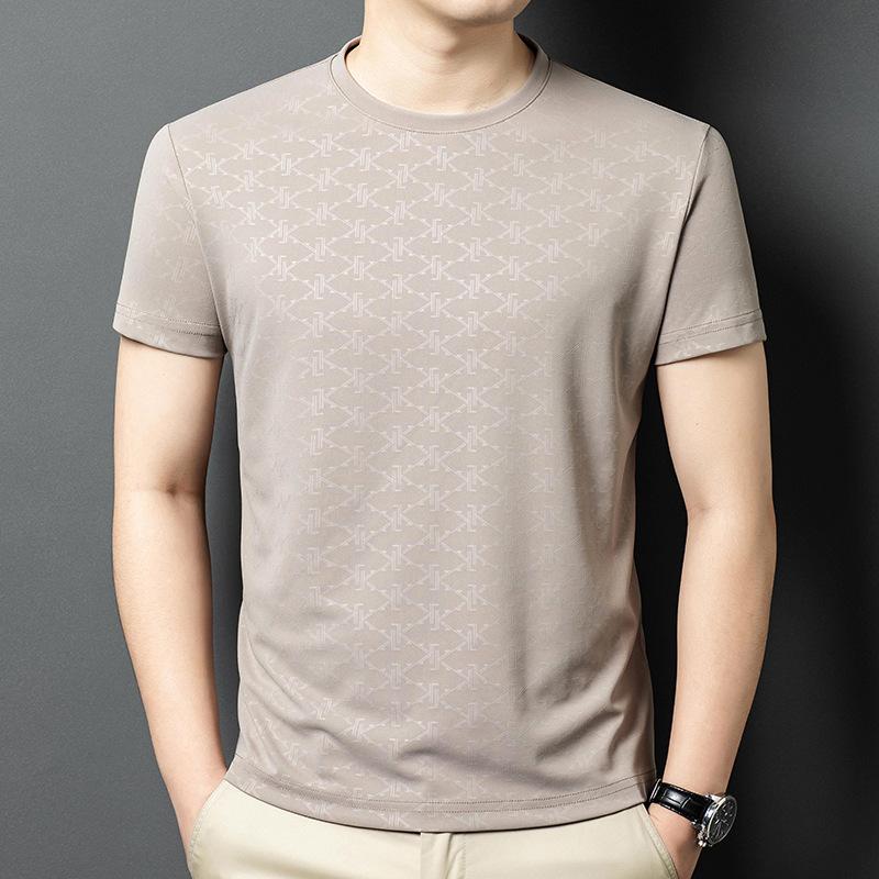 Letní Nové Pánské Tričko s Krátkým Rukávem Kulatý Výstřih Potisk Oblečení pro Tátu Středního Věku Pánské Tričko