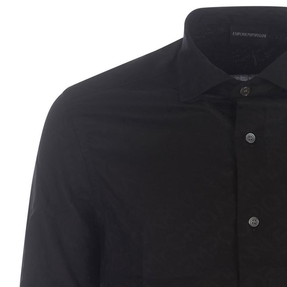 Emporio Armani SS23 Solid Color Button Shirt Men Shirts Black 3R1C86-1K0DZ-F083