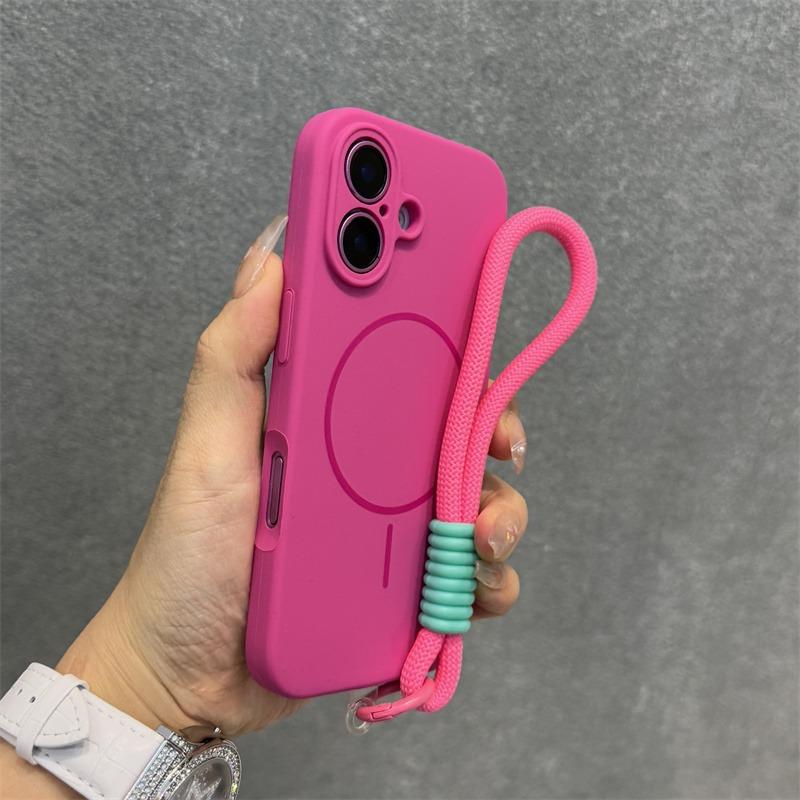 

for Magsafe Liquid Silicone Lanyard Case for iPhone 16 15 14 Pro Max Plus 11 12 13 Hand Wrist Strap Candy Color Shockproof Cover iPhone 13 Pro
