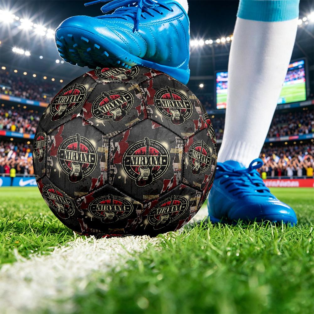 Nirvana Print Standard Size 5 Soccer Ball Durable Shock?Absorbing Ball For Training Match Outdoor Play