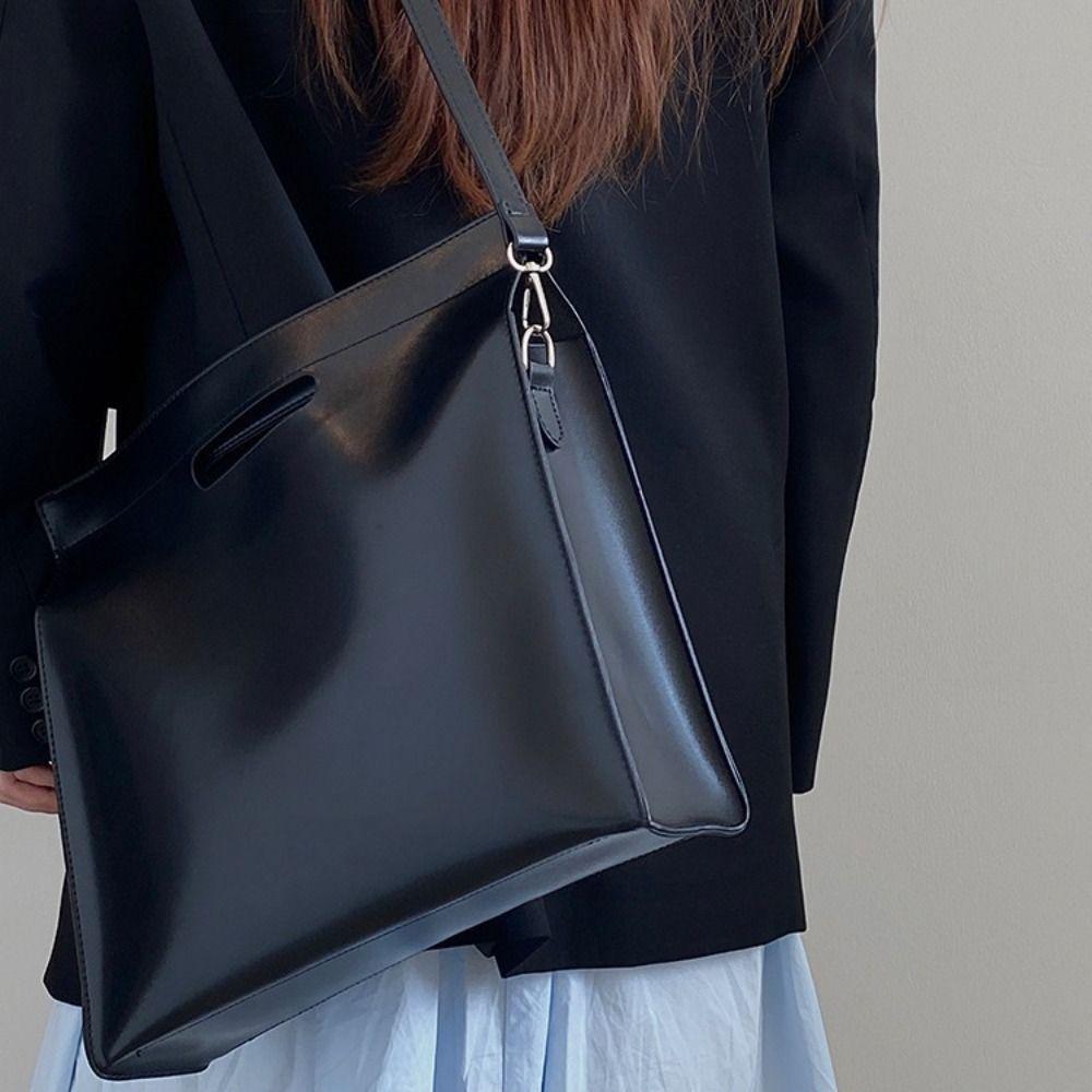 PU Office Document Tote Bag Solid Color File Bag Fashionable Computer Bag  Office Worker