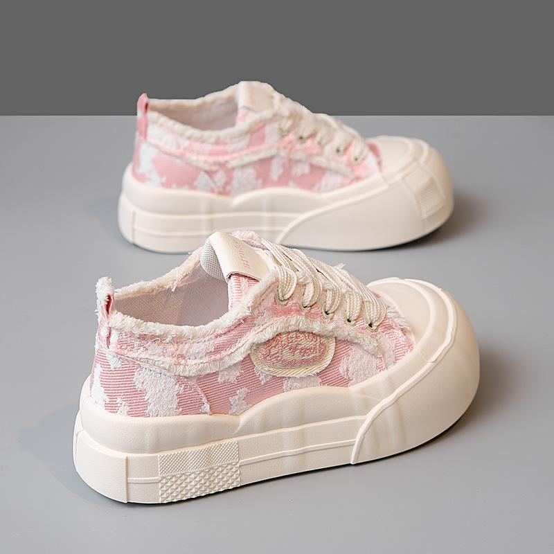 thick-soled low-top canvas shoes for women's 2025 spring new little white shoes versatile student sports and leisure board shoes tide