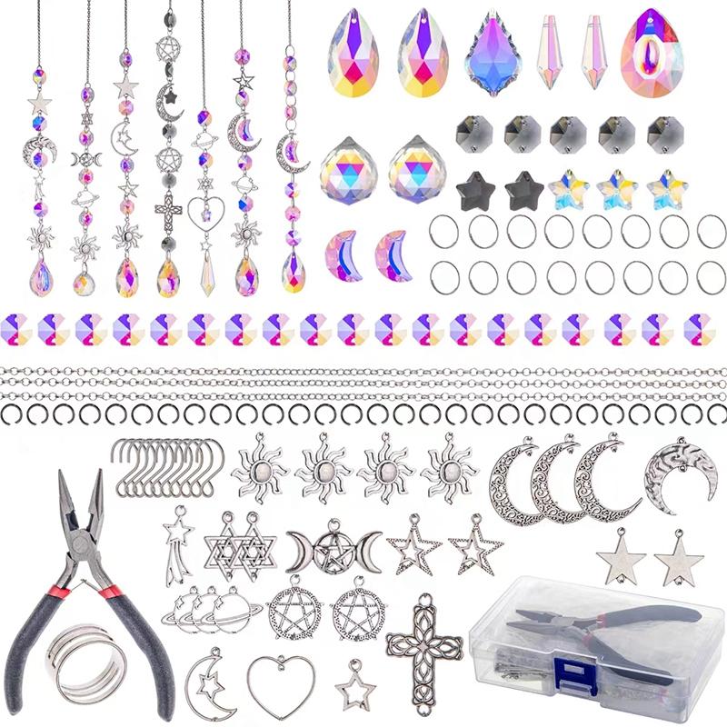 DIY zvonkohra Crystal Sun Catcher Šperky Ornamenty Příslušenství Duha Maker Hranol Koule Přívěsek Dekorace Materiál Části