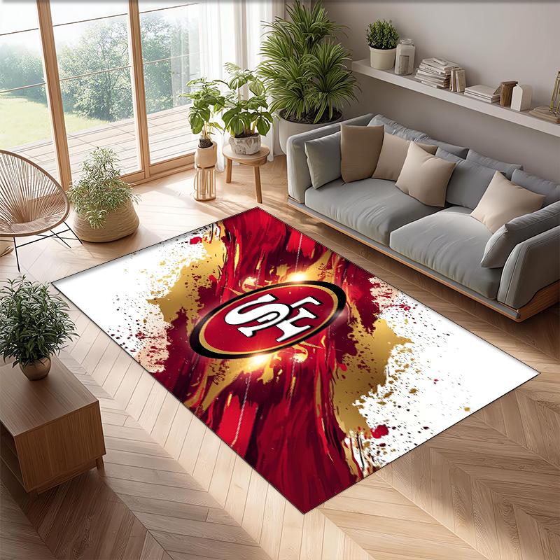 San Francisco 49ers Kristall-Samt-Teppich Weich Anti?Rutschfeste Fußmatte Bequemer Wohnzimmer Schlafzimmer Dekor Teppich