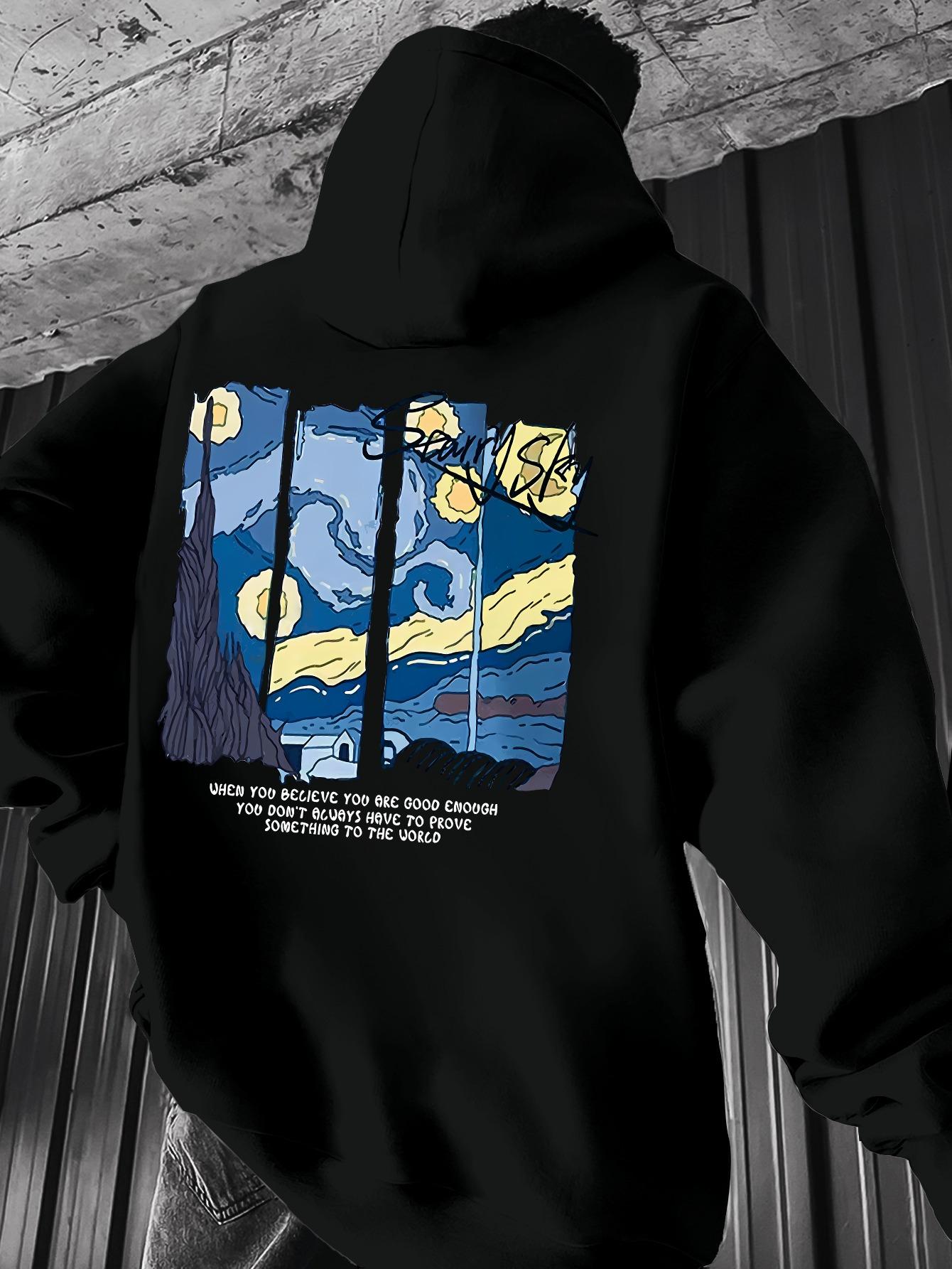 

2025 Autumn Men s Tie-Ribbon Hooded Sweatshirt with Print Features Kangaroo Pockets and Hooded Pullover Sweater 3XL