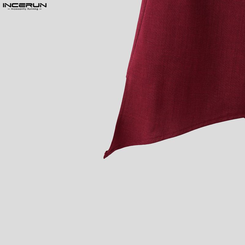 INCERUN Women Men Long Sleeve Cropped Tops and Irregular Skirts Sets Outfits