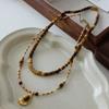 Natural Tiger Eye Stone Handmade Necklace High-end Sweater Chain Beaded Pendant  Collarbone Chain
