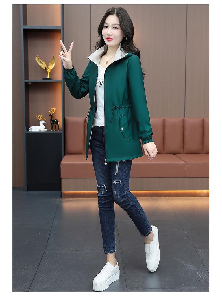 2025 Spring-Autumn Slimming Double-Sided Trench Coat: Waist-Cinching Petite Korean Style, Fashionable and Versatile Women's Outerwear.