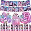 Kpop Demon Birth Date Celebration Decoration Hunter Group Birth Date Celebration Supplies Huntrix Kpop Anime Cake Topper Balloons Hanging Flag