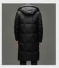 Brand 2025 Men's Winter Hooded Over-the-Knee Long Down Jacket with Fleece Lining