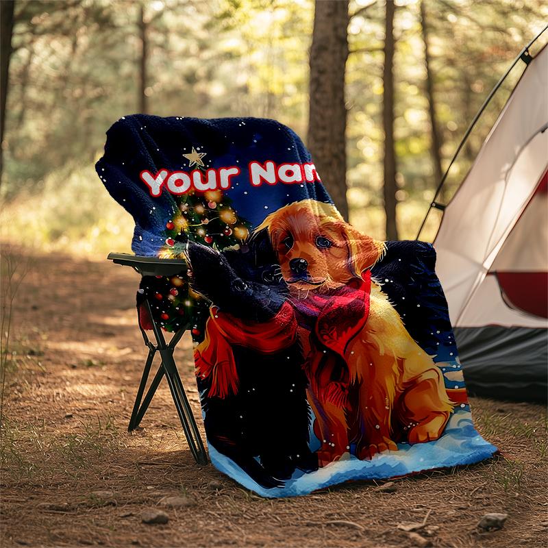 1PC Custom Name Christmas Cats Dogs outdooor Flannel blankets Throw Blanket All-Season Throw Gift Bedspread for Couch, Bed, Camping Holiday Birthda