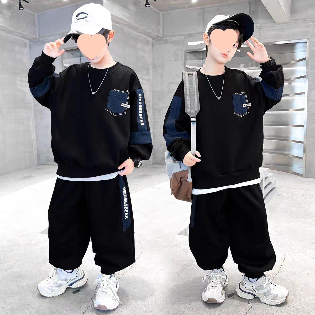 

Boys Trendy Patchwork Sweatshirt Set (Ages 3-14) - 2025 Autumn Collection 160