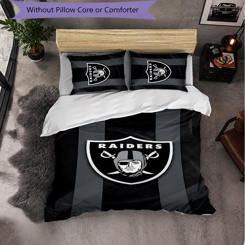 Set Biancheria da Letto 3 Pezzi in Microfibra con Motivo Las Vegas Raiders Decorazione Copripiumino per Camera da Letto Uso Domestico