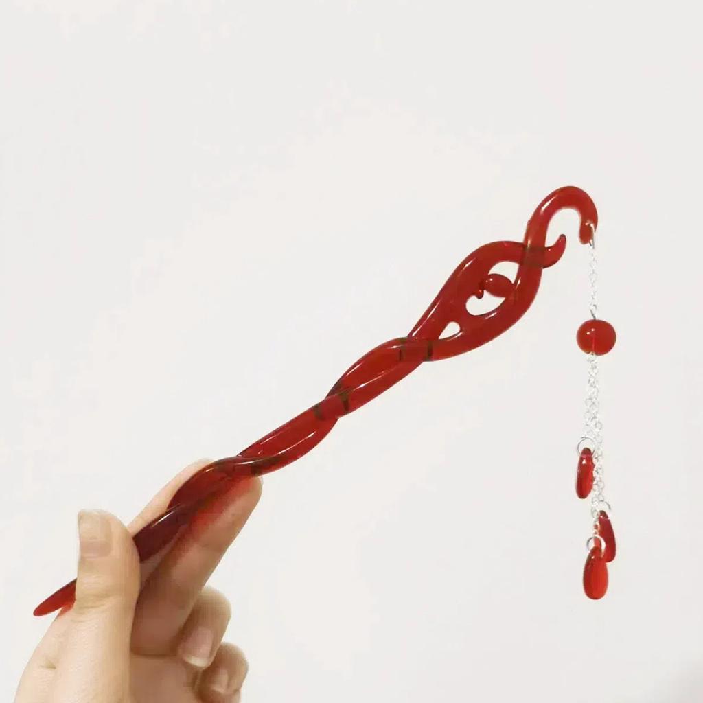 Tassels Hairpin for Women Vintage Dangling Hair Stick Combs and Sticks Nonslip Acrylic Hair Pin for Traditional Costume