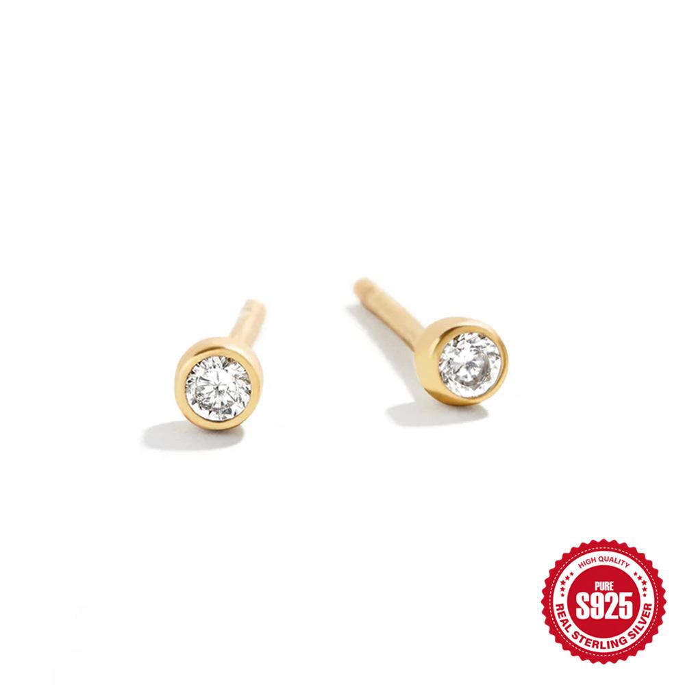 

Stylish And Simple Style S925 Sterling Silver Daily Simple Geometric Abandonment Diamond Stud Earrings 925 Silver
