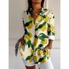 European and American 1D Digital Printing Stand-up Collar Long-sleeved Shirt Women's Loose Hawaiian Style Vacation Casual Top Trend