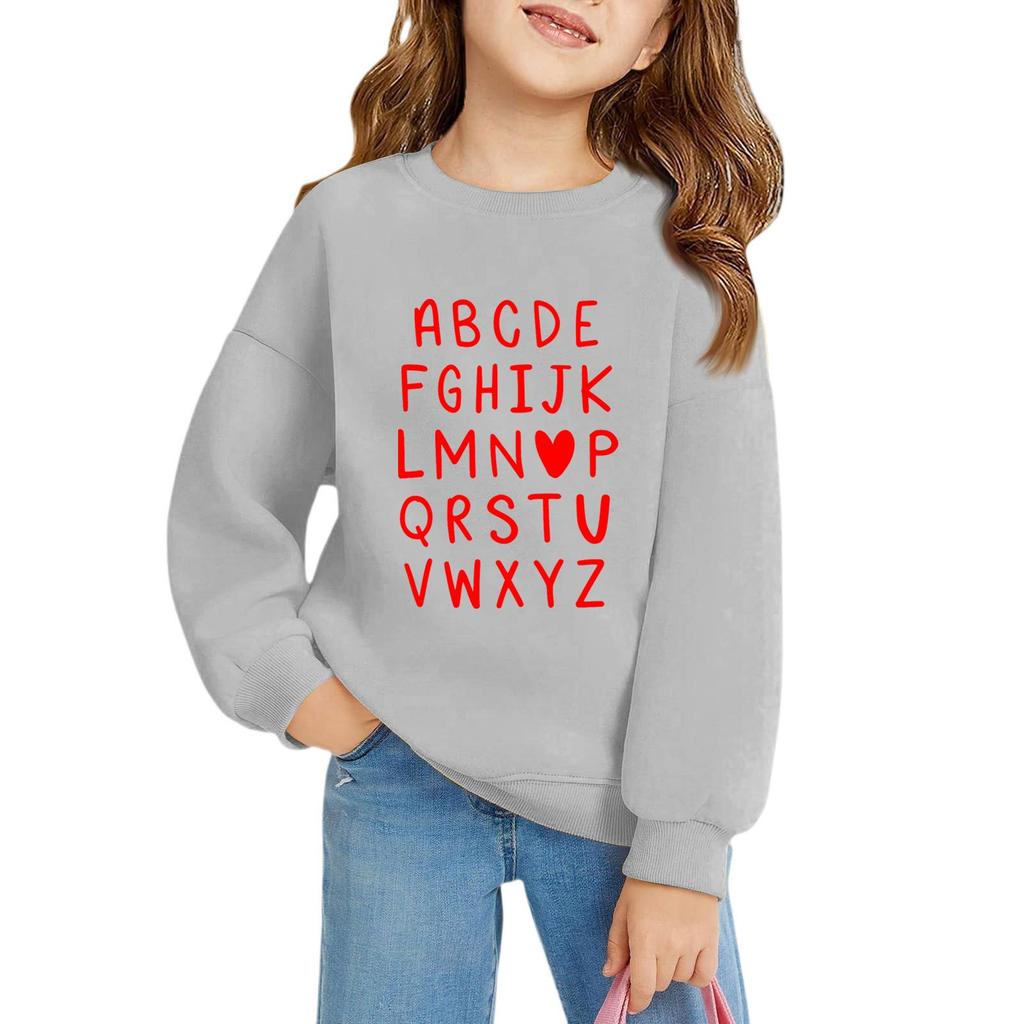 Mädchen Rundhals-Pullover für Kinder Bedruckte Baby-Oberteile Valentinstag