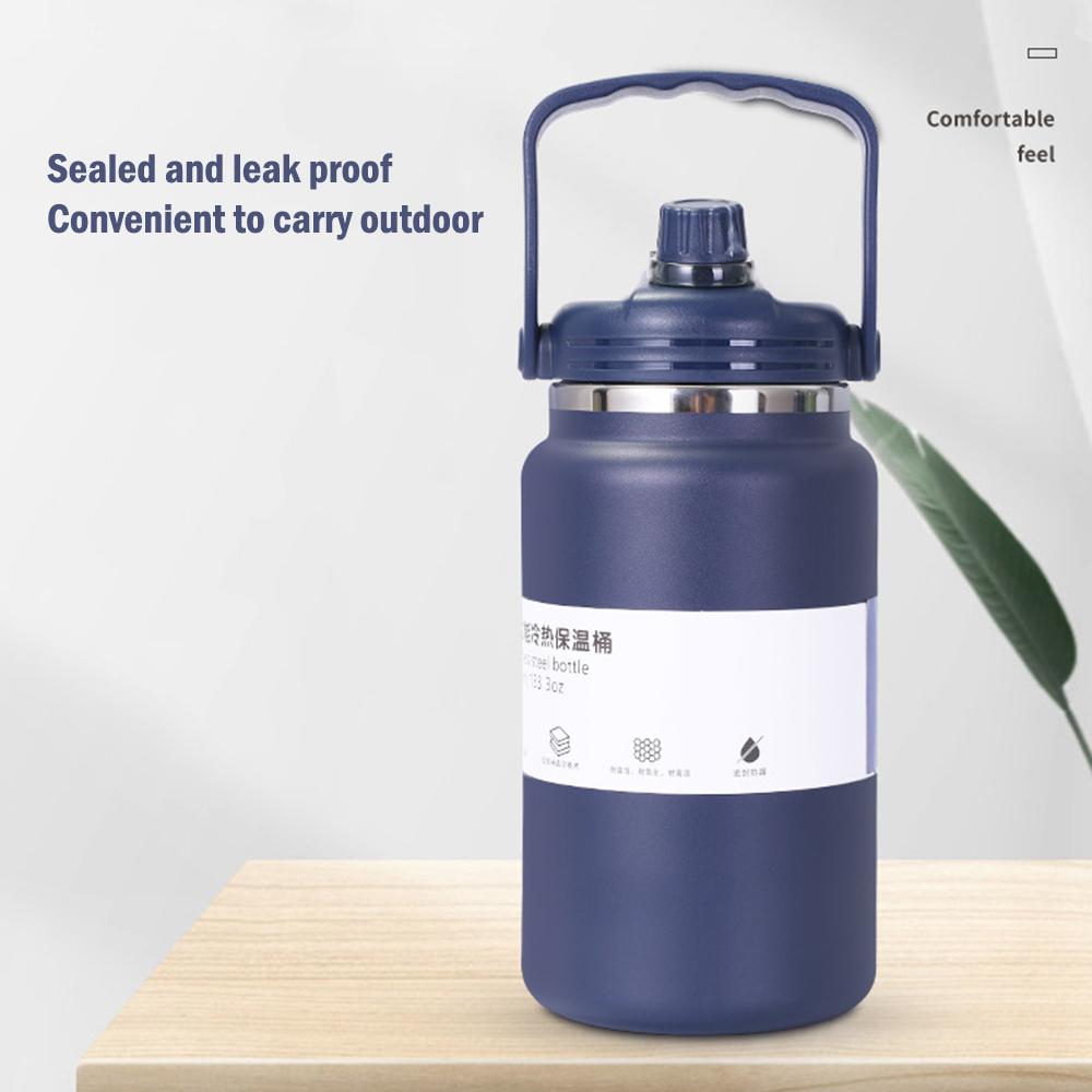 Large Capacity Cold Hot Insulation Bucket,  Stainless Steel Thermos Cup, Multi-functional Vacuum Flask, Sports Water Bottle, 4L