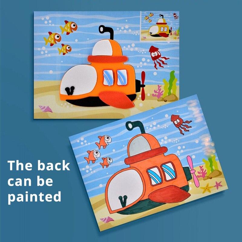 Non-Toxic 10 Pcs 3D Eva Foam Sticker Creative Art Craft Kit For Kids Children Diy Cartoon Animal Transportation Painting For Education