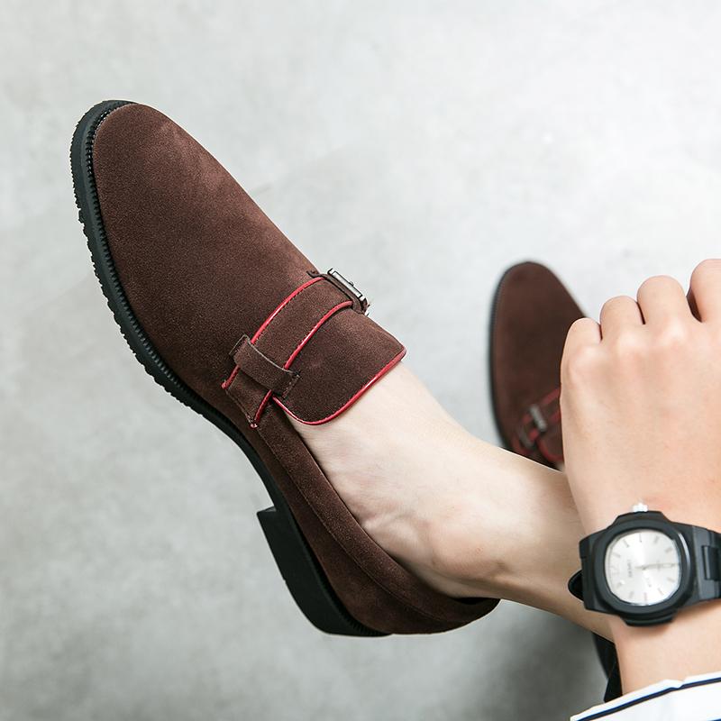 2025 Britischer Stil schlichte Business-Schuhe Herren Leder mattiert Flip Fell Slipper Slipper spitz Erbsen Freizeitschuhe