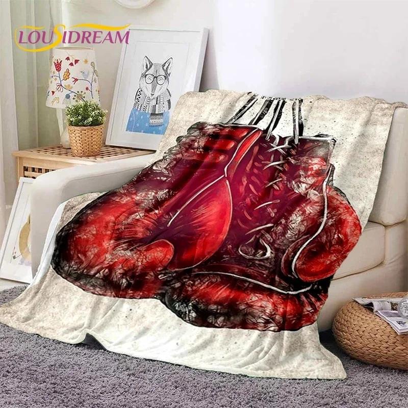 Guantoni da Boxe Pugile Combattimento Cartone Animato Morbida Coperta di Flanella per Letti Camera da Letto Divano Picnic, Coperta Plaid per Coprire Tempo Libero all'Aperto Regalo