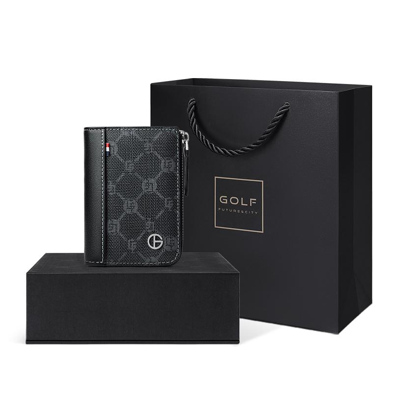 New GOLF With Cow Leather Wallet, Coin Purse, Document Bag, Accordion Card Holder Trumpets Men's Black Q261959