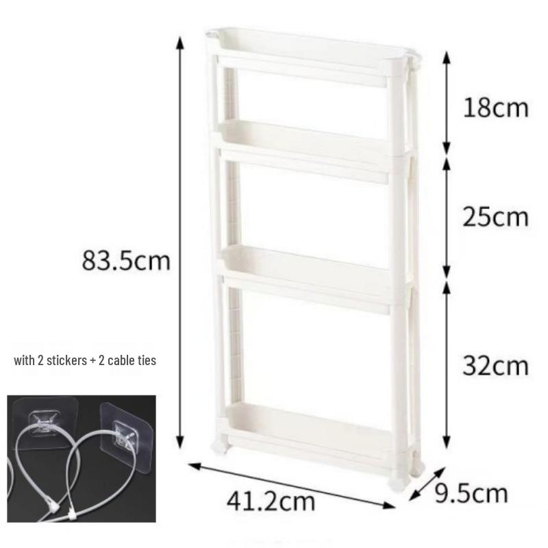 Slim Behind-Door Storage Trolley: Multi-Layer Shelf for Bathroom & Toilet.