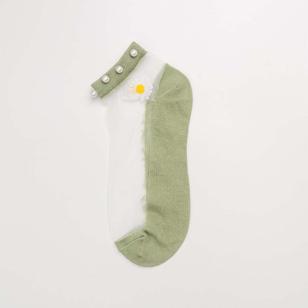 

Breathable Ultra-thin Pearl Lady Elasticity Glass Silk Mesh Daisy Socks Ankle Socks Hosiery Lace