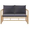 vidaXL 2-tlg. Garten-Lounge-Set mit Dunkelgrauen Kissen Bambus