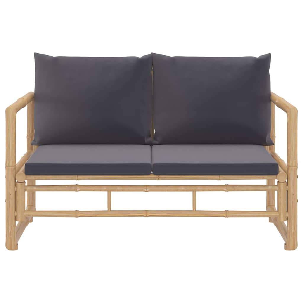 vidaXL 2-tlg. Garten-Lounge-Set mit Dunkelgrauen Kissen Bambus