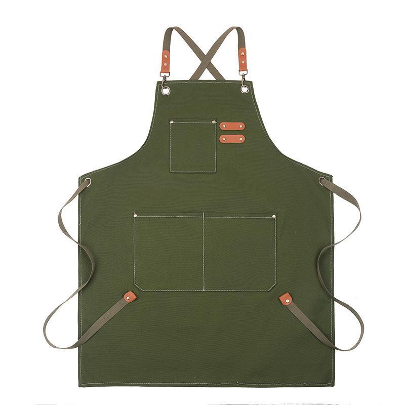 Waterproof Thickened Cotton Denim Apron - Oil and Stain Resistant, Solid Color Design for Household Kitchen Use