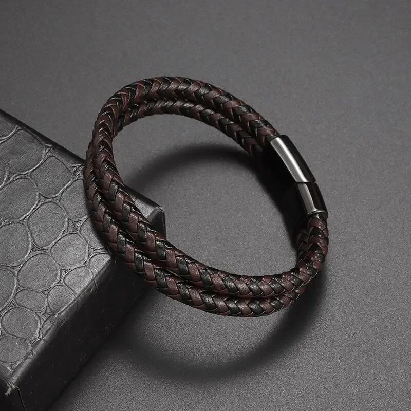 Mens Womens Couple Metal Infinity Sign Leather Bracelet Magnetic Closure Charm Bracelet Leather Wristband Casual Jewelry