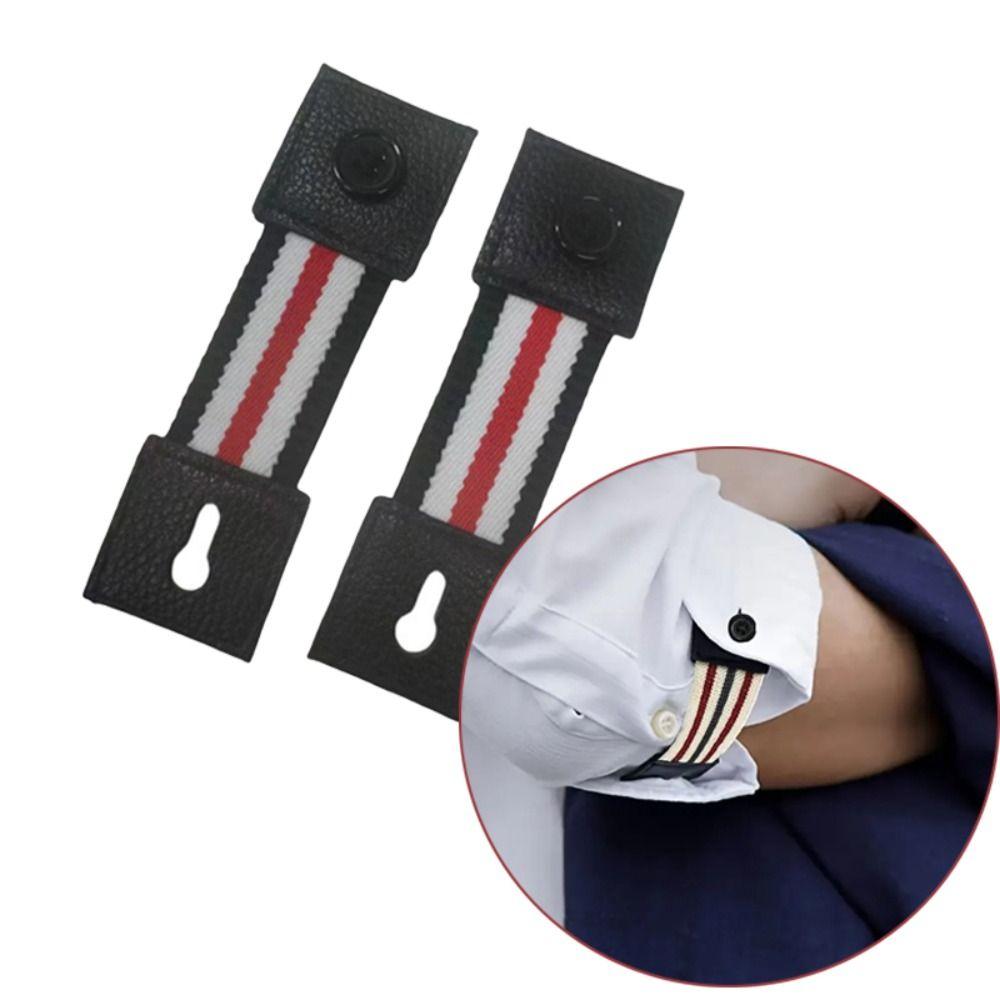 2Pcs Elastic Women Men Shirt Cuff Holders Adjustable Arm Cuffs Bands Extension Button  Accessories